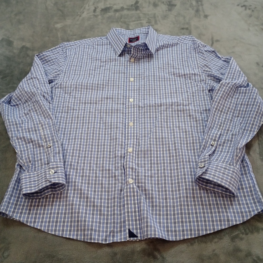 UNTUCKit Durif WF Shirt Mens XXL Blue White Check‎ Wrinkle Free Regular Fit